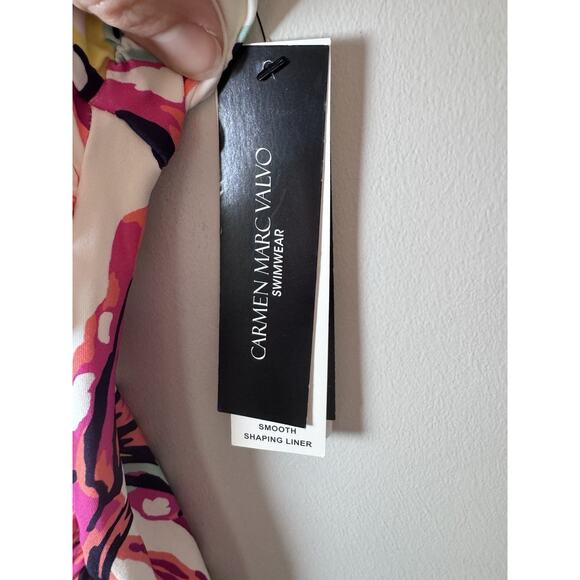 Carmen Marc Valvo Ruched One Shoulder Underwire One Piece Swimsuit Brava Lily 12 - Picture 10 of 11